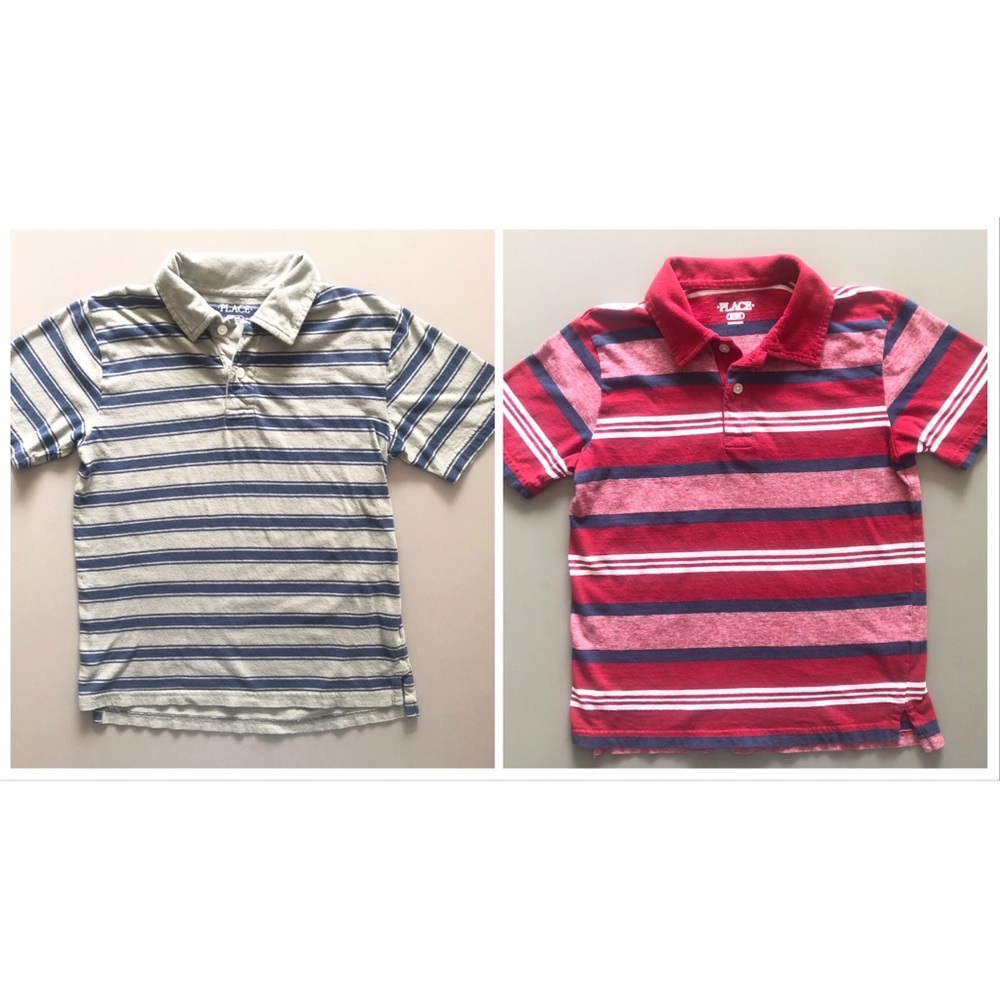 CHILDREN’S PLACE- 2 Striped Jersey Polos (7-8)